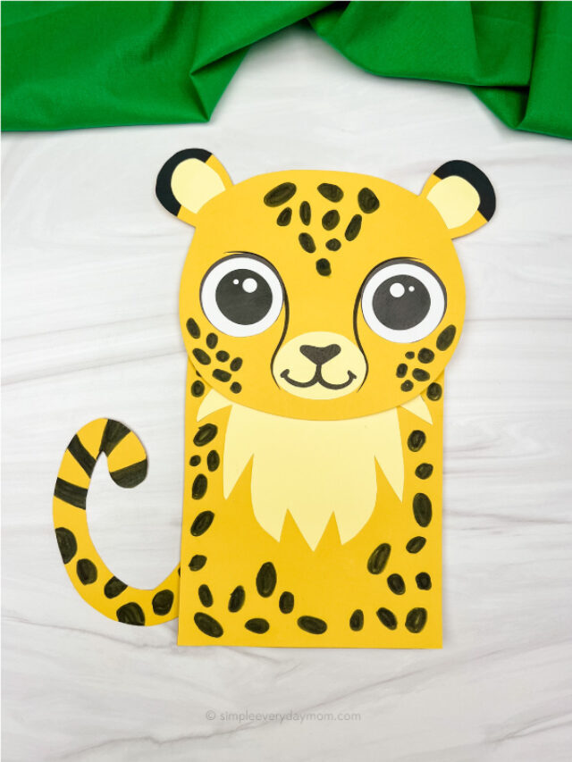 Cheetah Paper Bag Puppet Craft [Free Template] Story