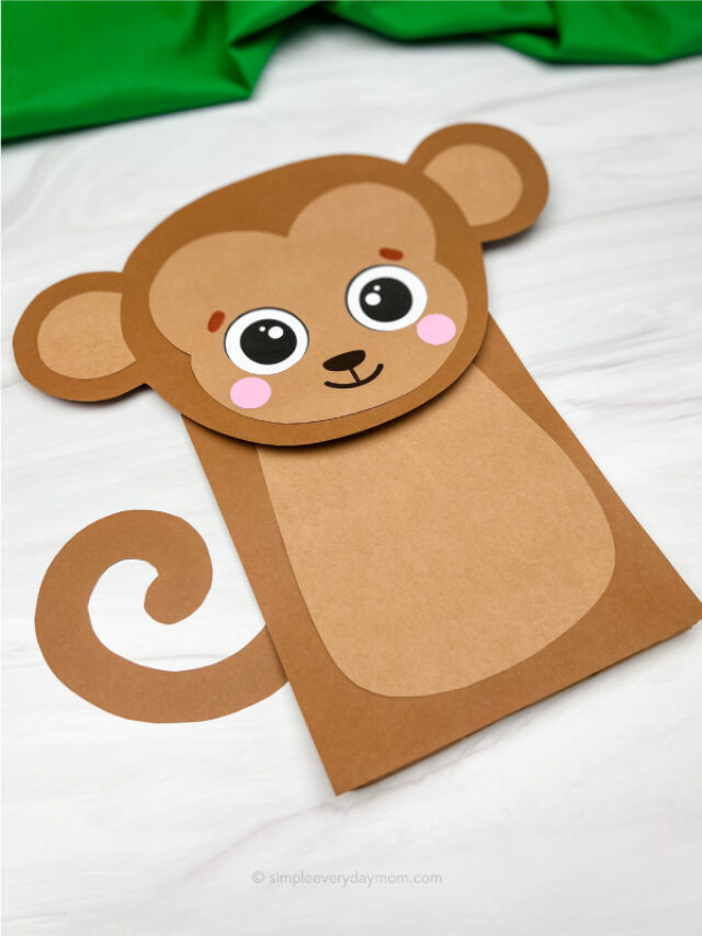 Monkey Paper Bag Puppet Craft [Free Template] Story