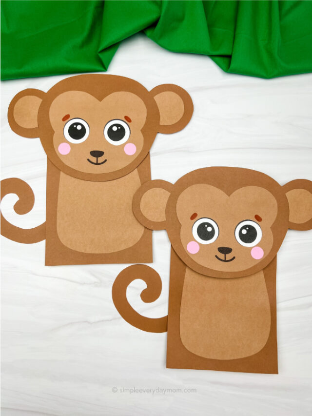 Monkey Paper Bag Puppet Craft [Free Template] Story