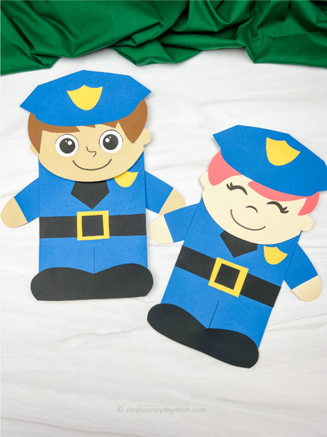 Police Officer Paper Bag Puppet Craft [Free Template] Story
