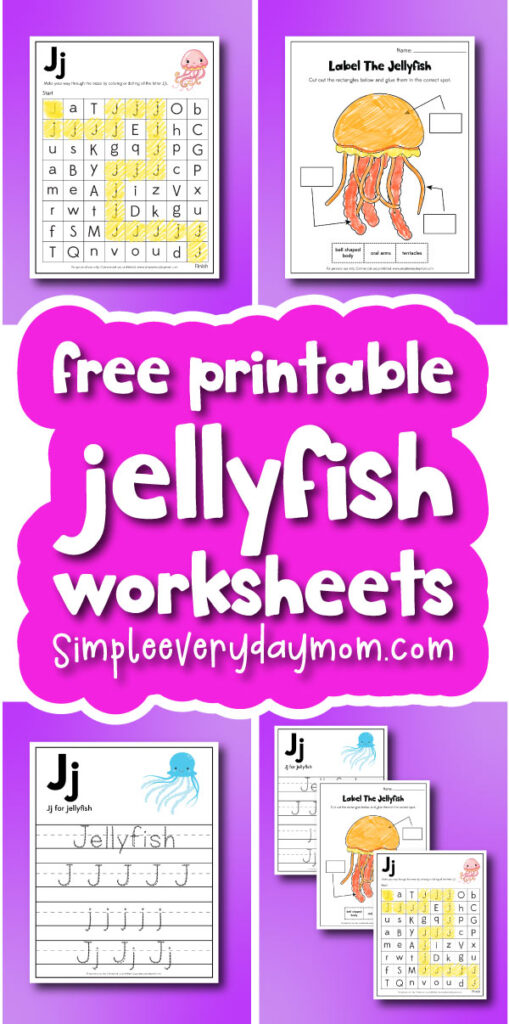 jellyfish worksheets image collage with the words free printable jellyfish worksheets