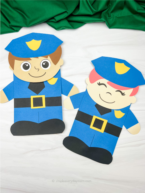 2 police officer puppet crafts