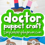 paper bag doctor craft image collage with the words doctor puppet craft
