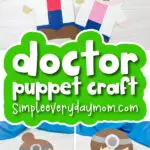 paper bag doctor craft image collage with the words doctor puppet craft