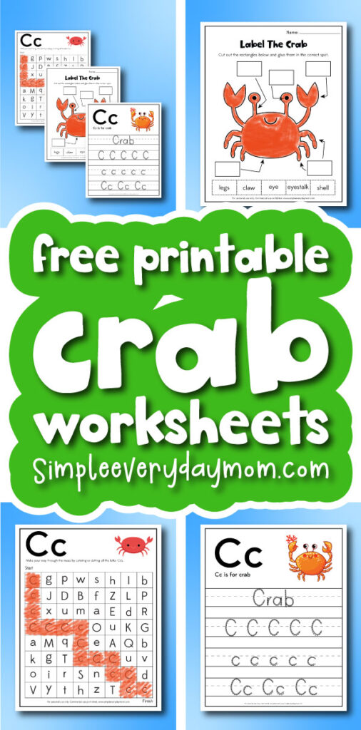 crab worksheets image collage with the words free printable crab worksheets
