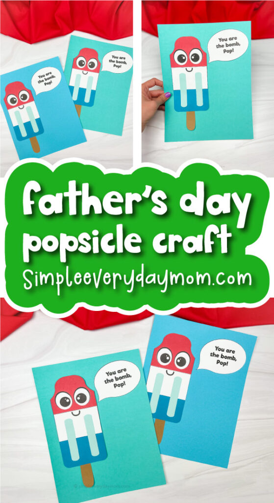 popsicle Father's Day craft image collage with the words Father's Day popsicle craft