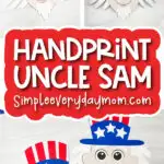 Uncle Sam craft image collage with the words handprint Uncle Sam