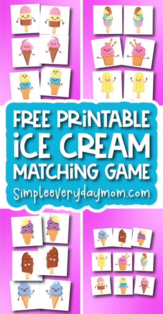 ice cream matching game cards image collage with the words free printable ice cream matching game