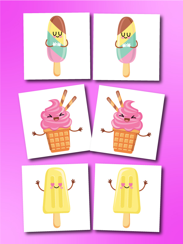 ice cream matching game cards