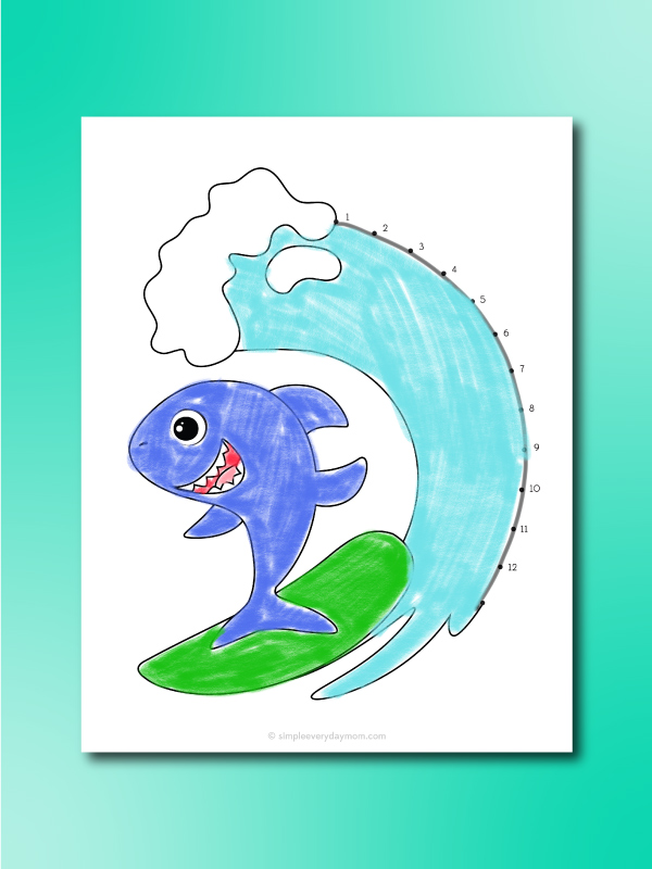shark surfing onnect the dots worksheet