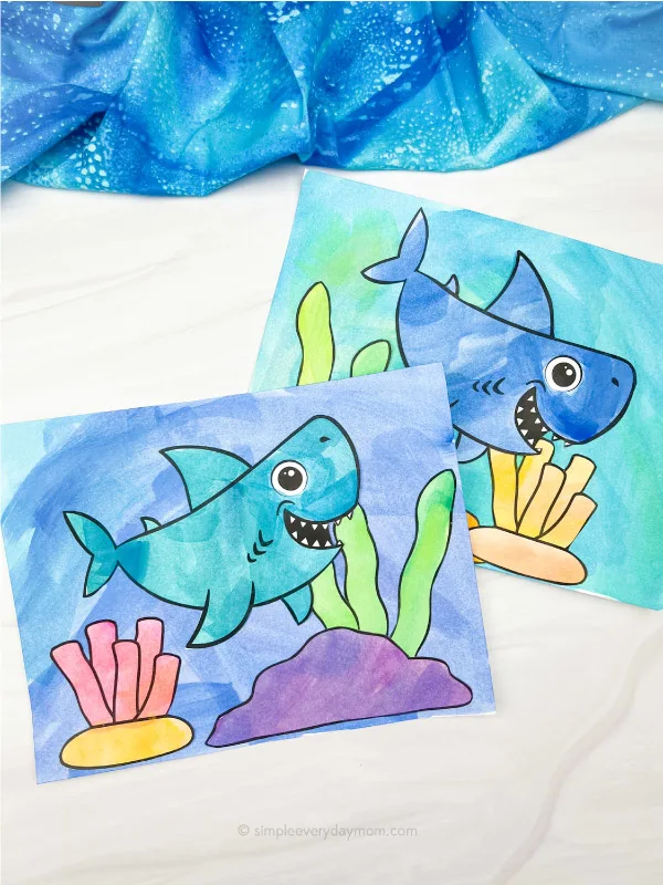 2 shark paintings for kids