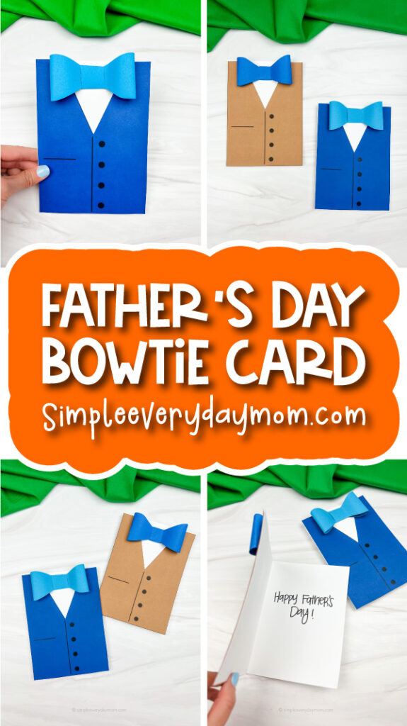 Father's Day card craft image collage with the words Father's Day bowtie card