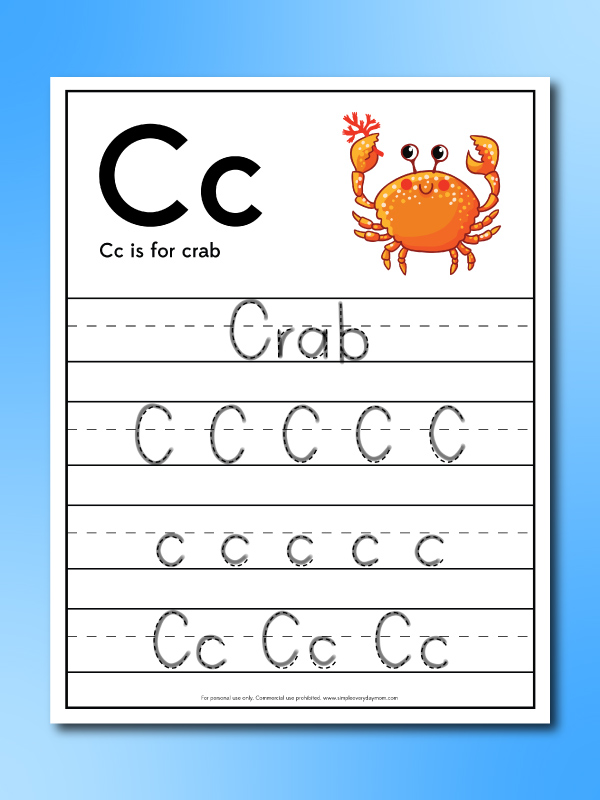 crab handwriting practice page