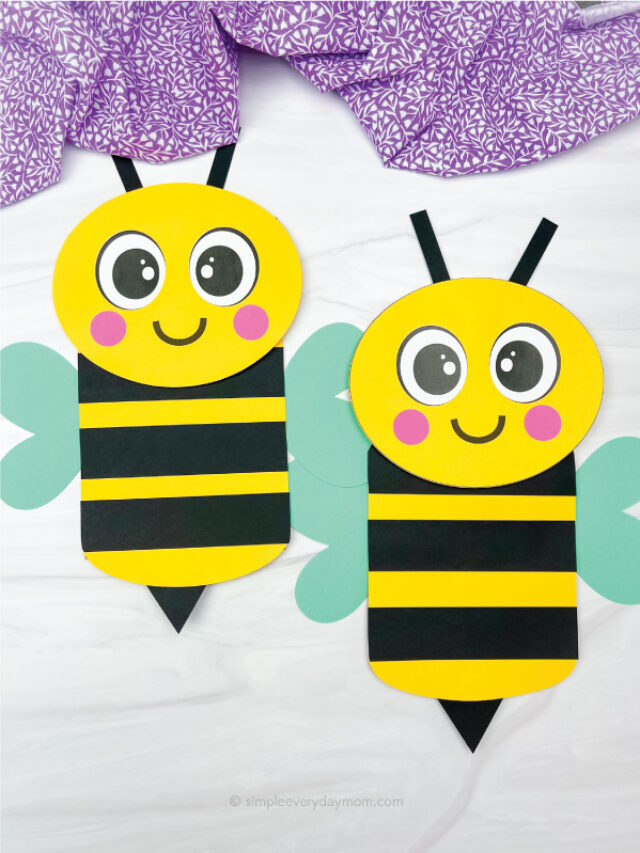 Bee Paper Bag Puppet Craft For Kids [Free Template] Story