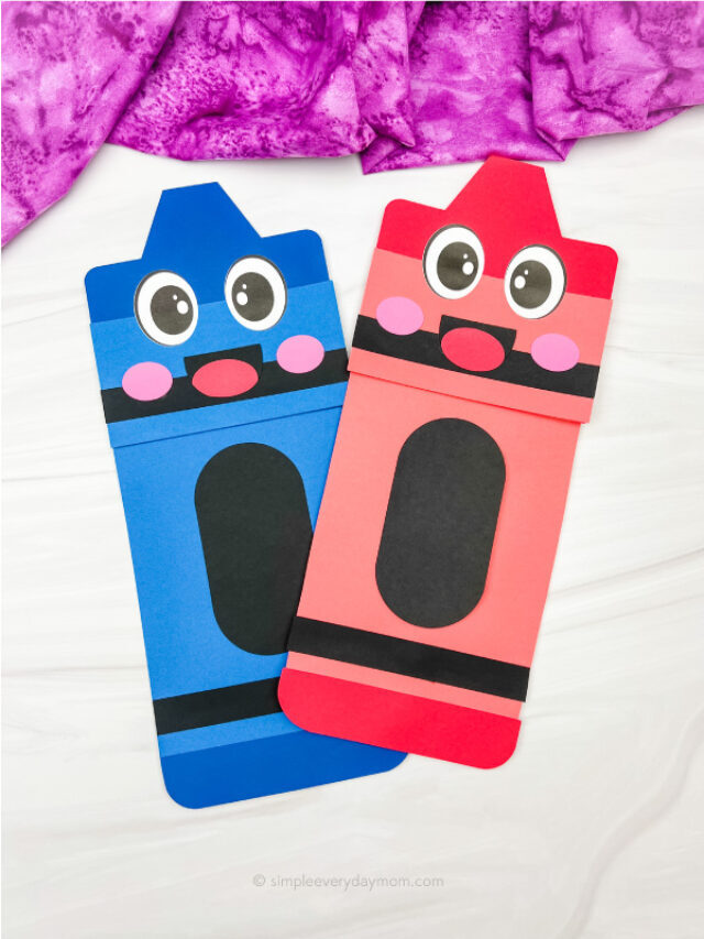 Crayon Paper Bag Puppet Craft For Kids [Free Template] Story
