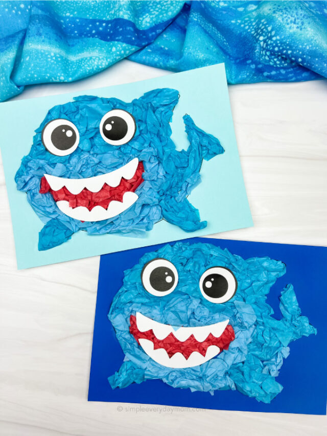 Shark Tissue Paper Craft For Kids [Free Template] Story