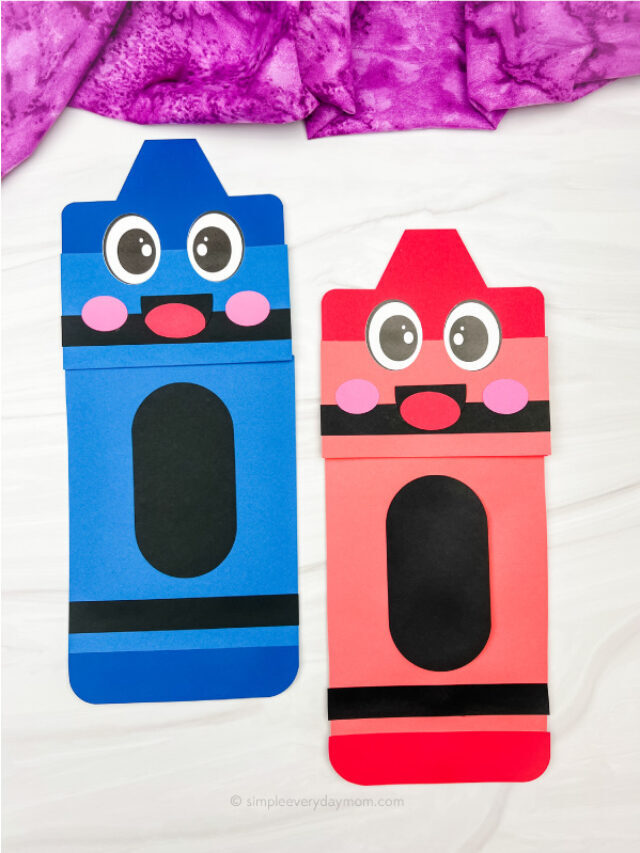Crayon Paper Bag Puppet Craft For Kids [Free Template] Story