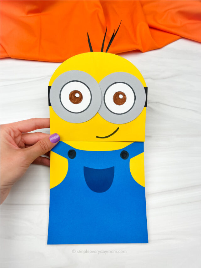 Minion Paper Bag Puppet Craft [Free Template] Story