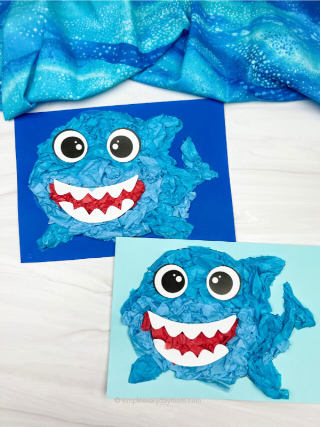 Shark Tissue Paper Craft For Kids [Free Template] Story