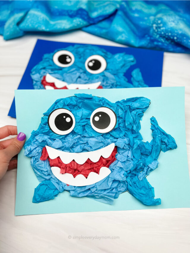 Shark Tissue Paper Craft For Kids [Free Template] Story