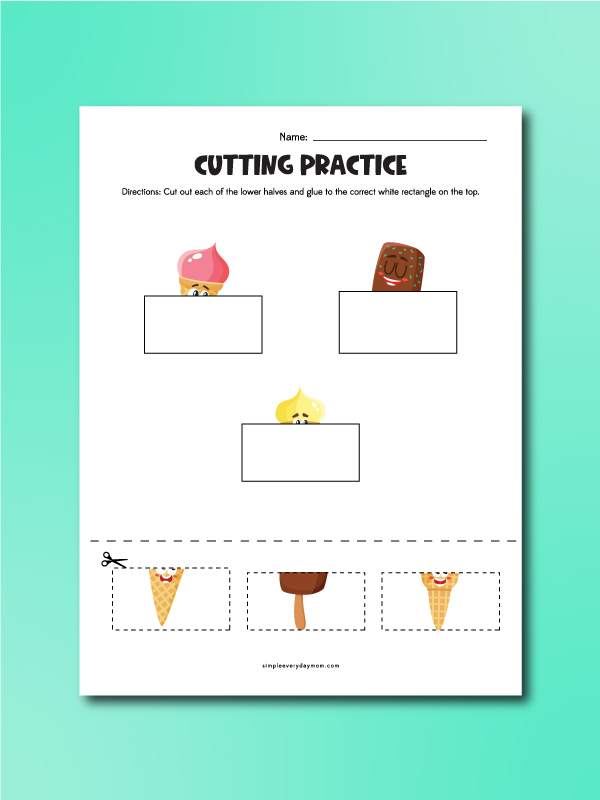 finish the picture ice cream cutting worksheet