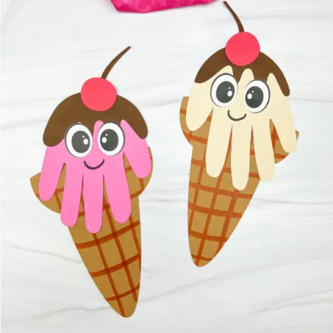 2 ice cream handprint crafts