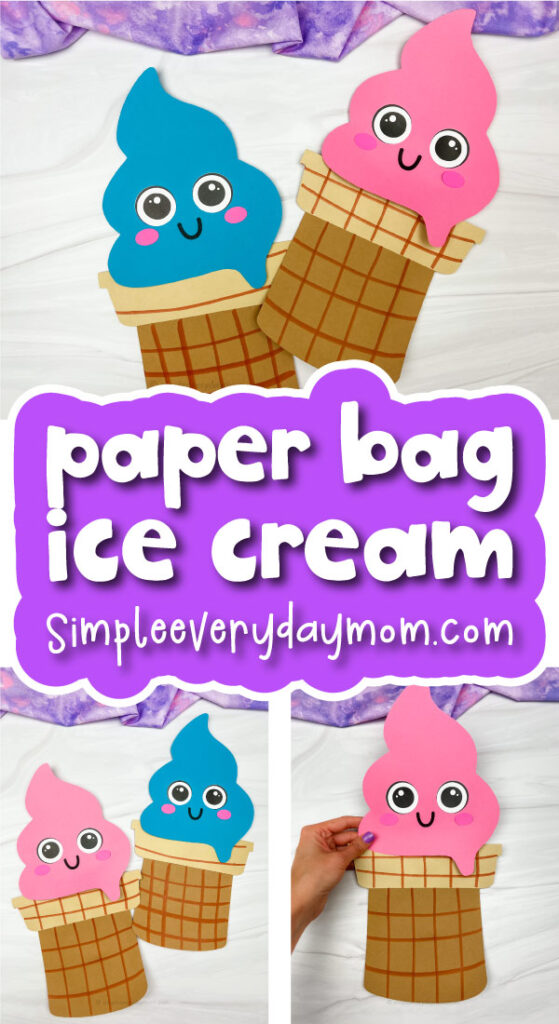 ice cream puppet image collage with the words paper bag ice cream