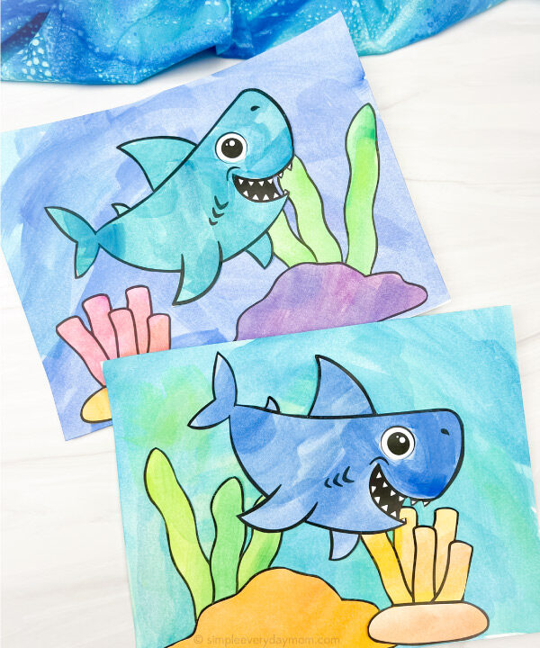 2 shark paintings for kids