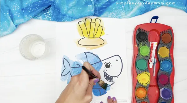 hand painting shark with watercolors