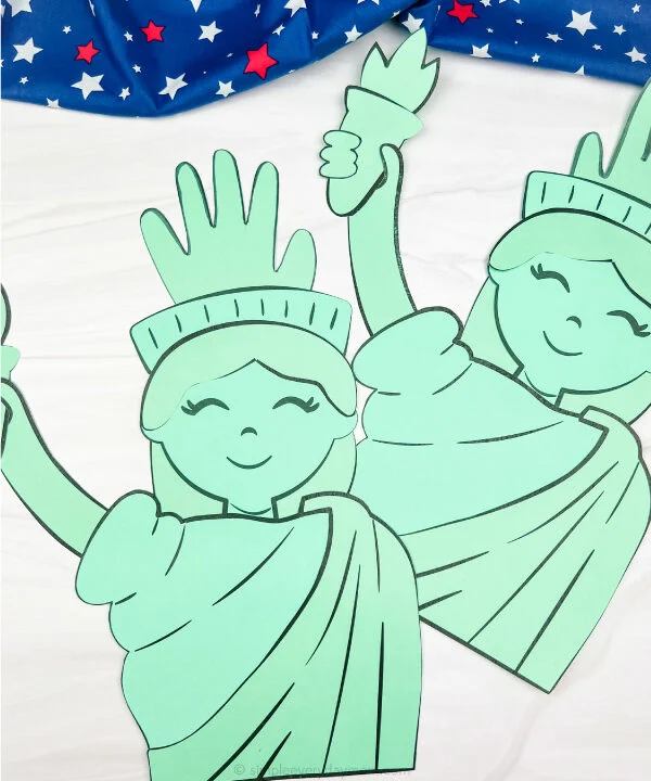 2 handprint Statue of Liberty crafts
