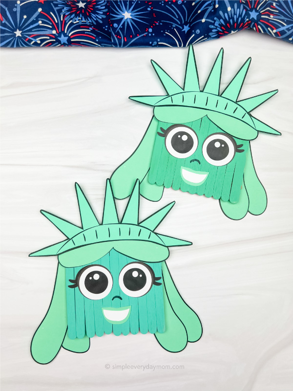 2 popsicle stick Statue of Liberty crafts