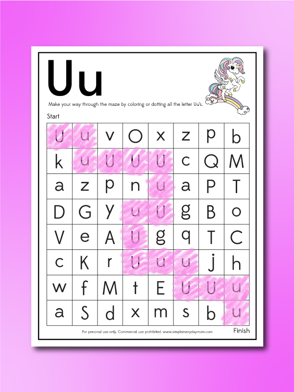 letter U is for unicorn maze