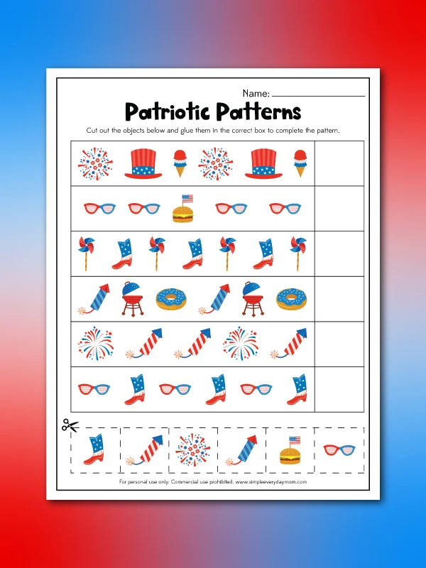 patriotic patterns worksheet