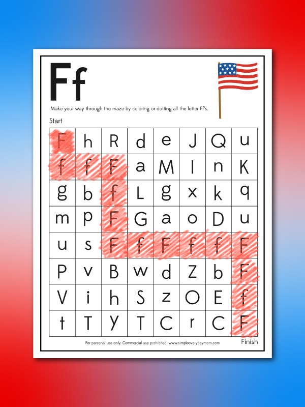 F is for flag letter maze