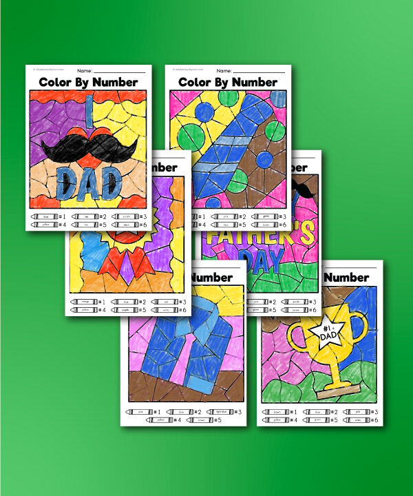 Father's Day color by number printables