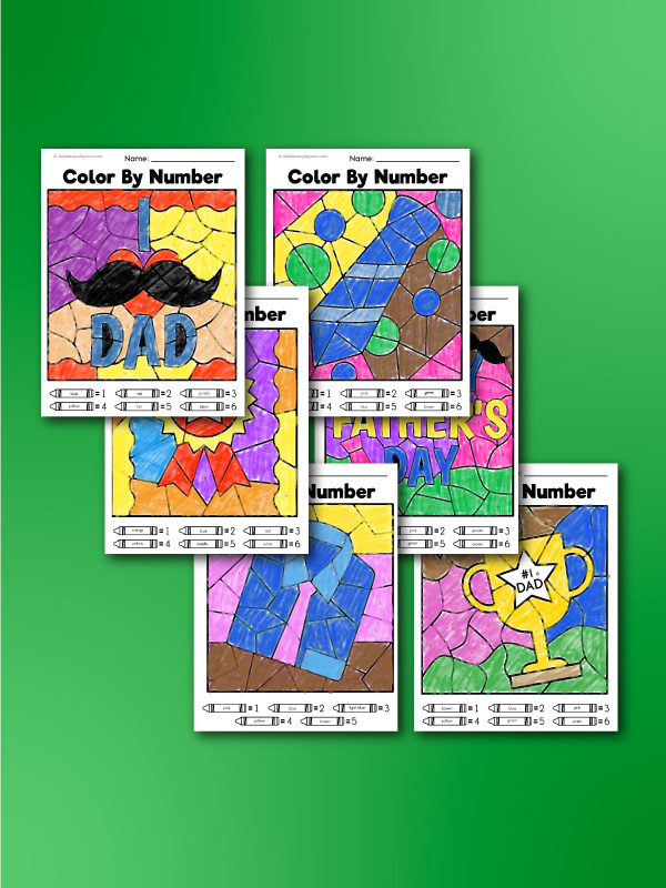 Father's Day color by number printables