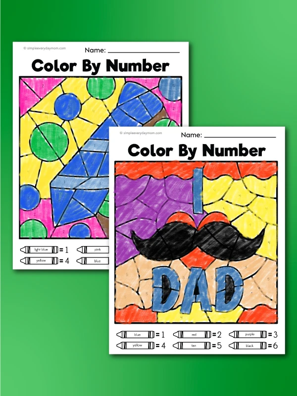 2 Father's Day color by number printables