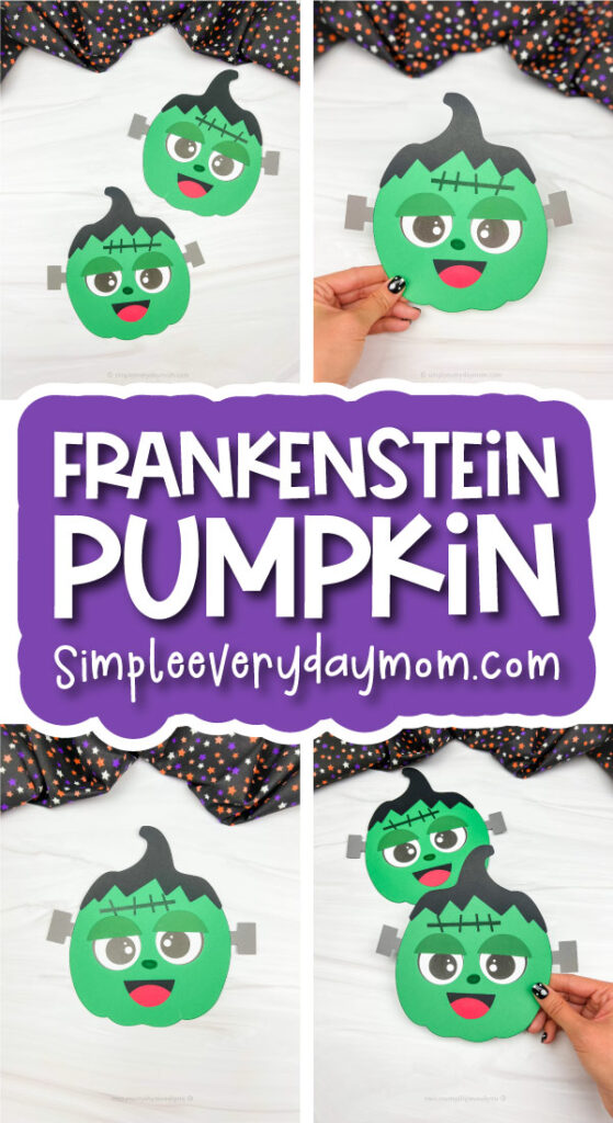 Frankenstein craft image collage with the words Frankenstein pumpkin