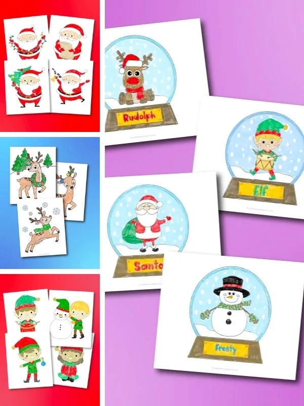 Christmas coloring pages image collage