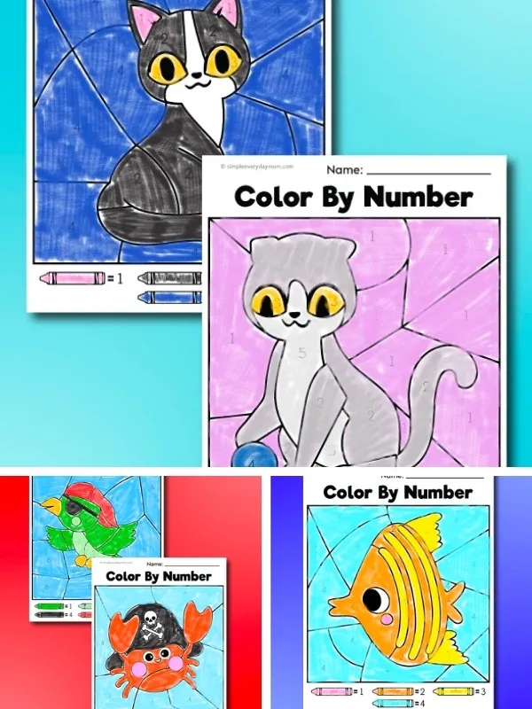 color by number printables image collage
