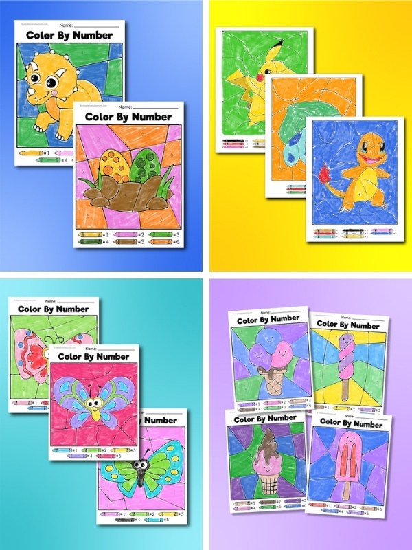 color by number worksheets image collage