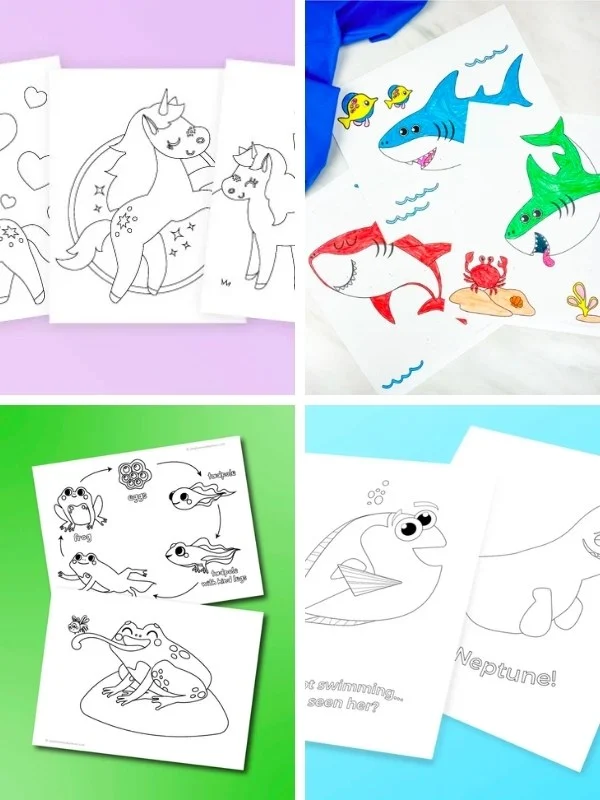 kids coloring pages image collage