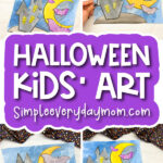Halloween art scene image collage with the words Halloween kids' art