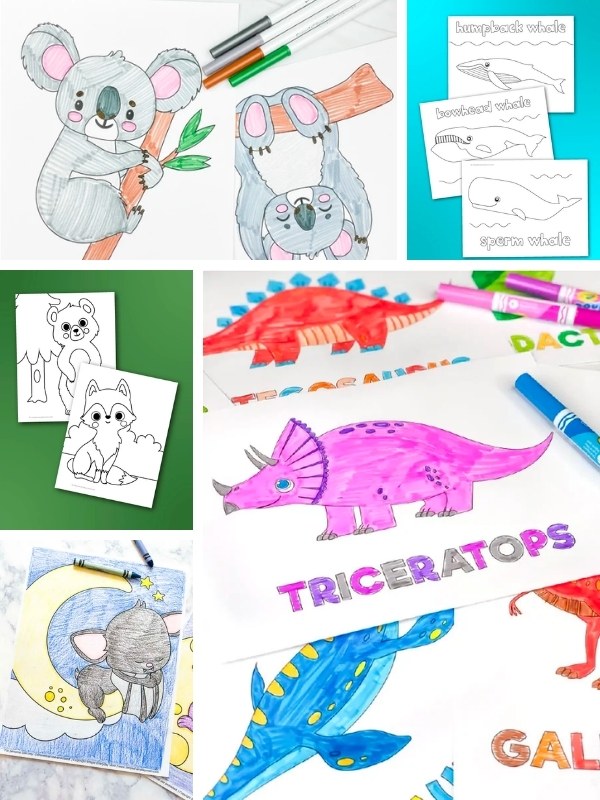 kids coloring pages image collage