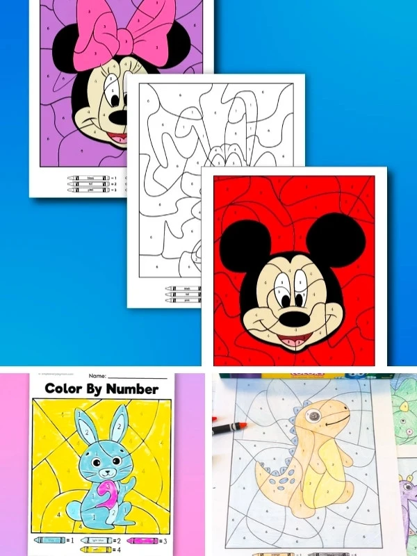 color by number printables image collage