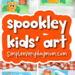 Spookley the square pumpkin art project image collage with the words spookley kids' art