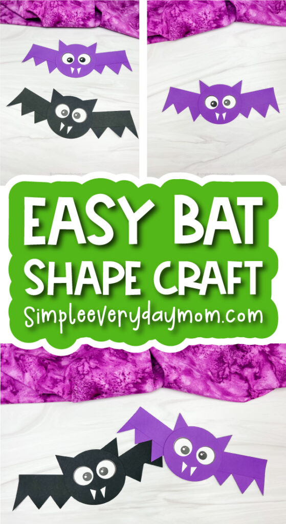 Halloween bat craft image collage with the words easy bat shape craft