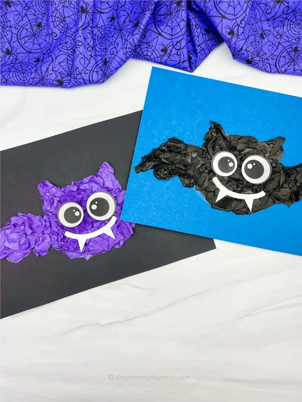 2 tissue paper bat crafts