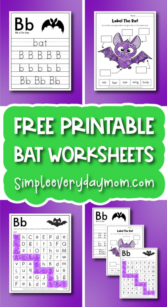 bat worksheet image collage with the words free printable bat worksheets