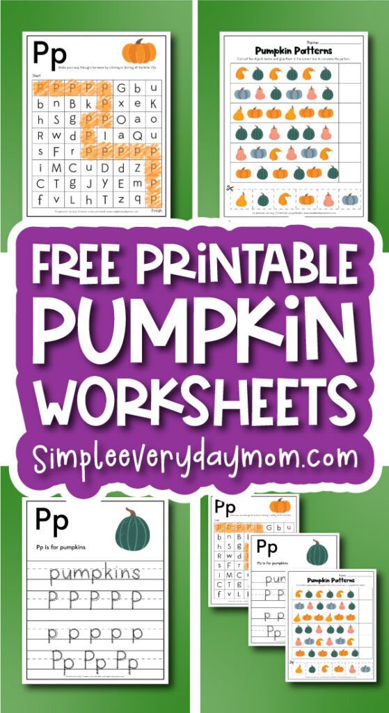 pumpkin worksheets image collage with the words free printable pumpkin worksheets